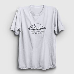 Presmono Overthinking Cat Kedi Beyaz Unisex T-Shirt