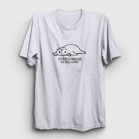 Presmono Overthinking Cat Kedi Beyaz Unisex T-Shirt