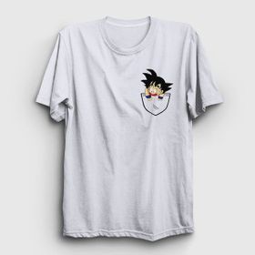 Presmono Pocket Goku Anime Dragon Ball Beyaz Unisex T-Shirt