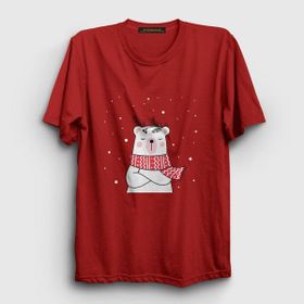 Presmono Polar Bear Kutup Ayısı Yılbaşı Kırmızı Unisex T-shirt