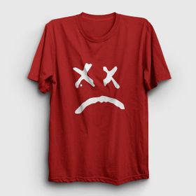 Presmono Sad Face Lil Peep Bisiklet Yaka Kırmızı Kadın T-Shirt