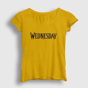 Presmono Sarı Logo Wednesday Addams Family Addams Ailesi Kadın T-Shirt