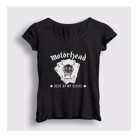 Presmono Siyah Aces Motörhead Kadın T-Shirt
