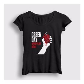 Presmono Siyah American Idiot Green Day Kadın T-Shirt
