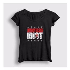 Presmono Siyah American Idiot V3 Green Day Kadın T-Shirt