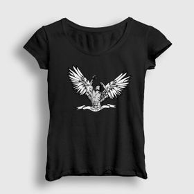 Presmono Siyah Angel Gym Fitness Zyzz Kadın T-shirt