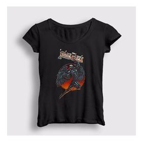 Presmono Siyah Angel Judas Priest Kadın T-Shirt