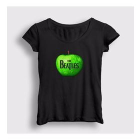 Presmono Siyah Apple The Beatles Kadın T-Shirt