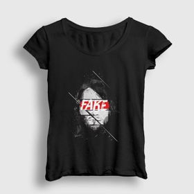 Presmono Siyah Fake Nirvana Kurt Cobain Kadın T-Shirt