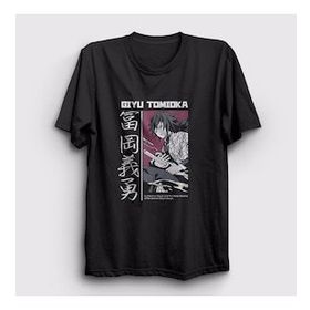 Presmono Siyah Giyu Tomioka V4 Anime Demon Slayer Kimetsu No Yaiba Unisex T-shirt