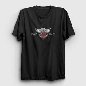 Presmono Siyah Heart Bon Jovi Kadın T-Shirt