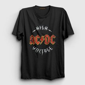 Presmono Siyah High Voltage AC/DC Kadın T-Shirt