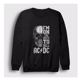 Presmono Siyah Highway to Hell Skull Ac/Dc Unisex Sweatshirt