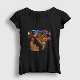 Presmono Siyah Hug Astroworld Travis Scott Kadın T-Shirt