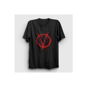 Presmono Siyah Logo Film V For Vendetta Unisex T-Shirt