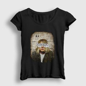 Presmono Siyah Paper Nirvana Kurt Cobain Kadın T-shirt