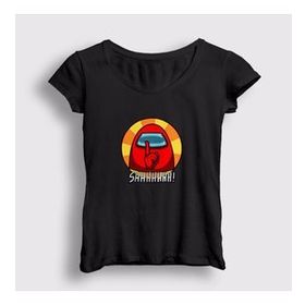 Presmono Siyah Shhh Among Us Kadın T-Shirt