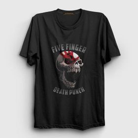 Presmono Siyah Skull Five Finger Death Punch Kadın T-Shirt