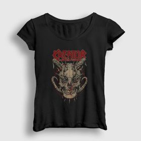 Presmono Siyah Skull Kreator Kadın T-Shirt