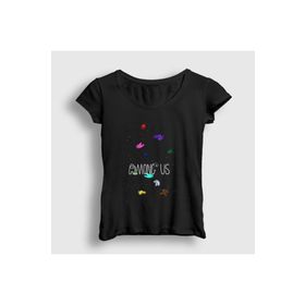 Presmono Siyah Space Among Us Kadın T-shirt