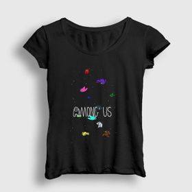 Presmono Siyah Space Among Us Kadın T-shirt