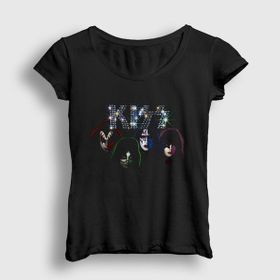 Presmono Siyah Sparkle Kiss Kadın T-Shirt