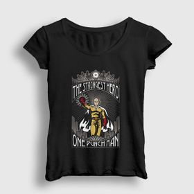 Presmono Siyah Strongest Anime One Punch Man Kadın TShirt