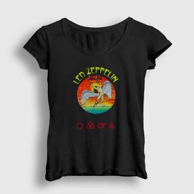 Presmono Siyah Swan Led Zeppelin Kadın T-Shirt