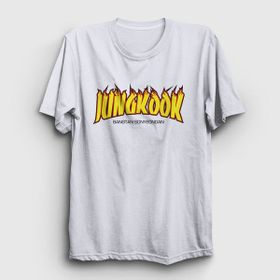 Presmono Thrasher K Pop Jungkook Bts Beyaz Unisex T-Shirt