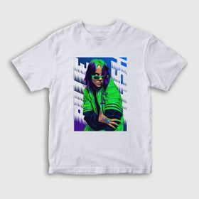 Presmono Unisex Çocuk Green Billie Eilish Beyaz T-Shirt