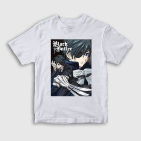Presmono Unisex Çocuk Poster Anime Kuroshitsuji Beyaz T-Shirt