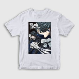 Presmono Unisex Çocuk Poster Anime Kuroshitsuji Beyaz T-Shirt