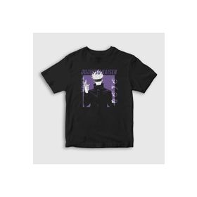 Presmono Unisex Çocuk Siyah Gojo Anime Jujutsu Kaisen T-Shirt