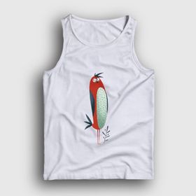 Presmono Unisex Cool Bird Kuş Kolsuz Beyaz T-shirt