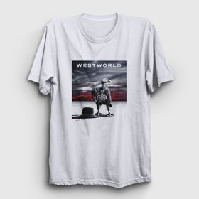 Presmono Unisex Cover Westworld Beyaz T-Shirt