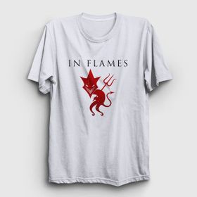 Presmono Unisex Devil In Flames Beyaz T-Shirt