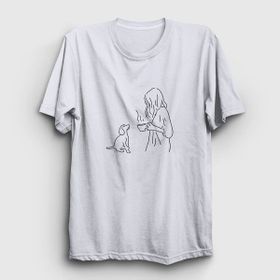 Presmono Unisex Dog And Coffee Köpek Beyaz Kolsuz T-Shirt