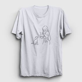 Presmono Unisex Dog And Coffee Köpek Beyaz Kolsuz T-Shirt