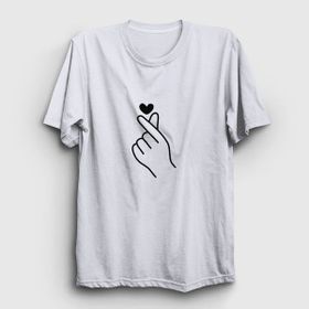 Presmono Unisex Finger Heart Bts Siyah Kolsuz T-Shirt