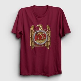 Presmono Unisex Gold Eagle Slayer Bordo T-Shirt