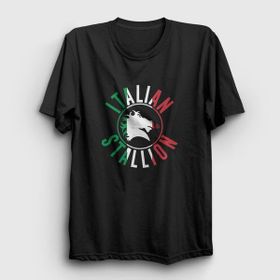 Presmono Unisex İtalian Stallion Film Rocky Siyah T-Shirt