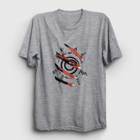 Presmono Unisex Kyuubi Anime Naruto Gri T-shirt