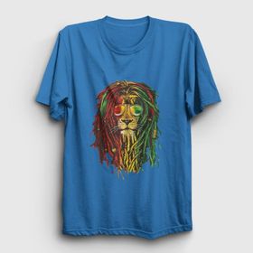 Presmono Unisex Lion Bob Marley Mavi T-shirt