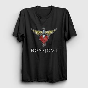 Presmono Unisex Logo Bon Jovi Siyah T-Shirt
