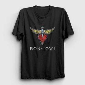 Presmono Unisex Logo Bon Jovi Siyah T-Shirt