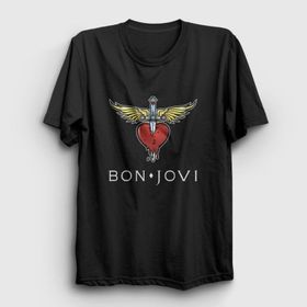 Presmono Unisex Logo Bon Jovi Siyah T-Shirt
