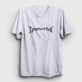 Presmono Unisex Logo Immortal Beyaz T-Shirt