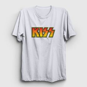 Presmono Unisex Logo Kiss Beyaz T-Shirt