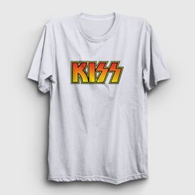 Presmono Unisex Logo Kiss Beyaz T-Shirt