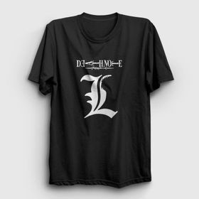 Presmono Unisex Logo L V2 Anime Death Note Siyah T-Shirt